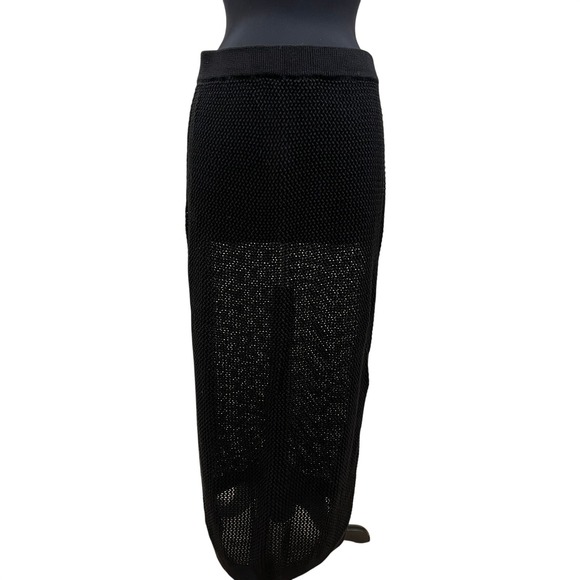 O'Neill Dresses & Skirts - O'Neill Black Open Knit Maxi Skirt XL Cotton Blend Side Slit Beach Cover Up